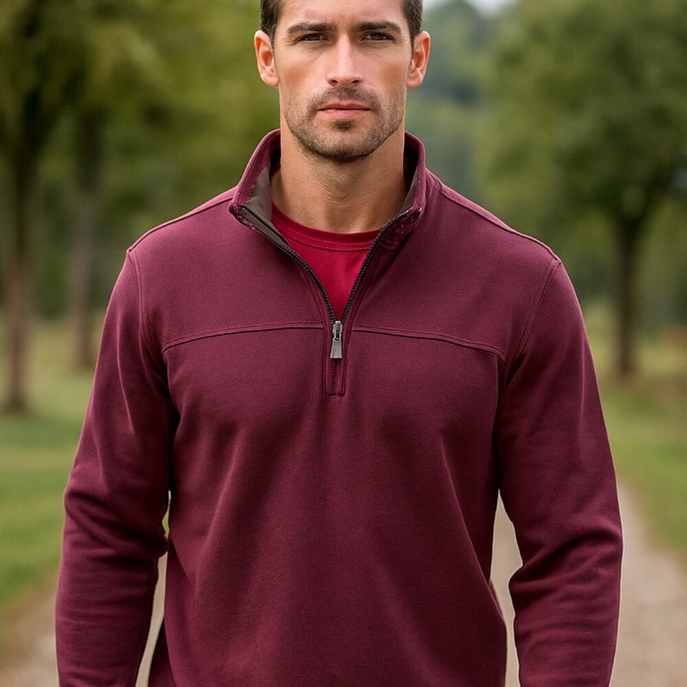 Van Heusen Flex Men L Purple 1/4 Zip Pullover Fishermen Hunting Golf Outdoor Y2K